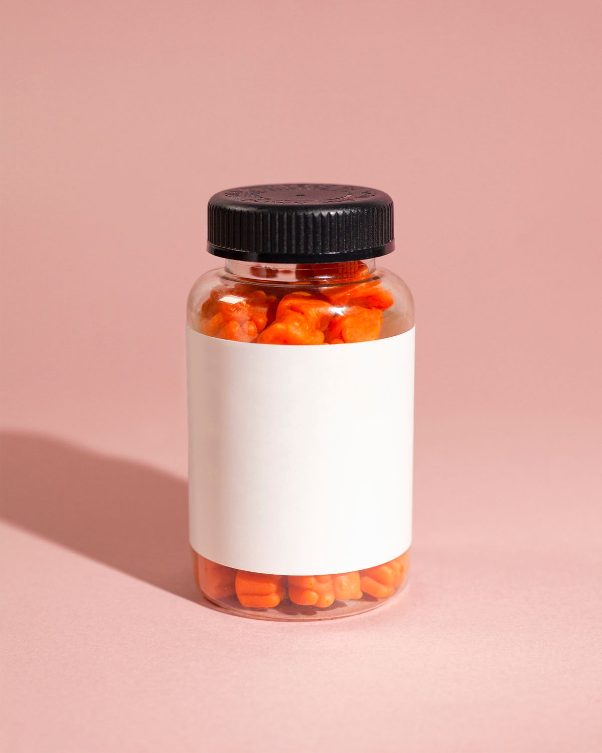 Supplement gummies in a plastic bottle