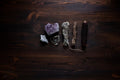 Flat lay crystals and stones meditation kit