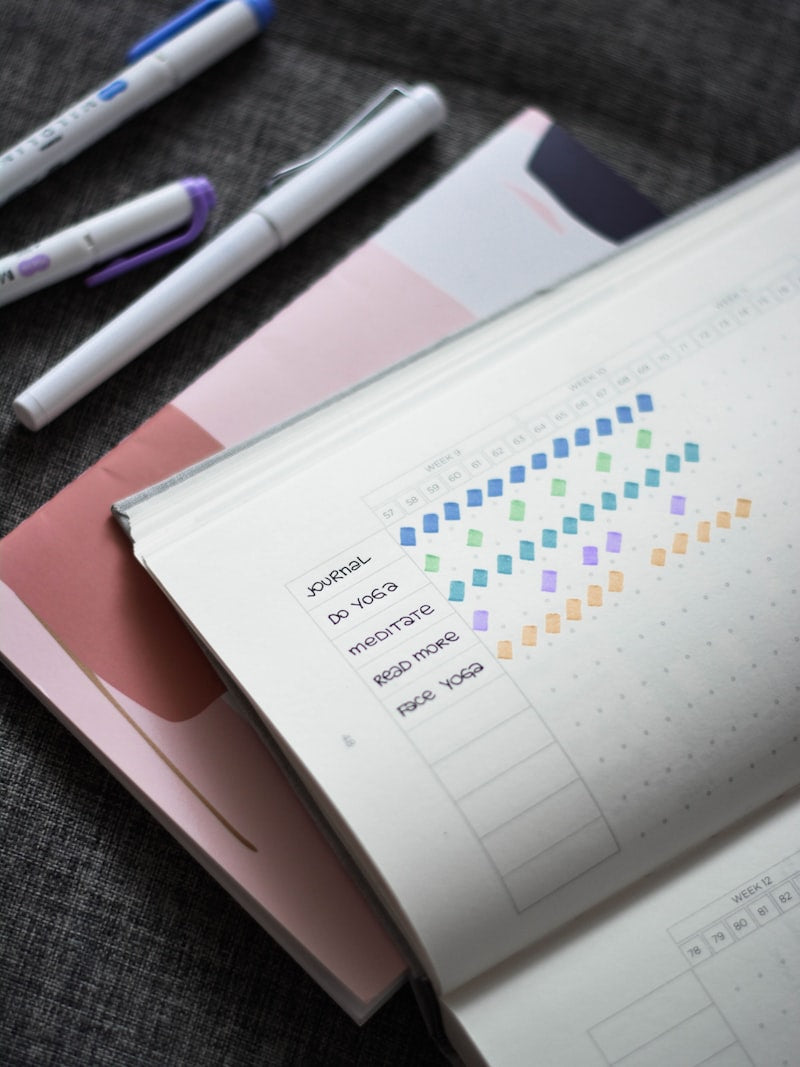 Mindfulness and gratitude journal open on table